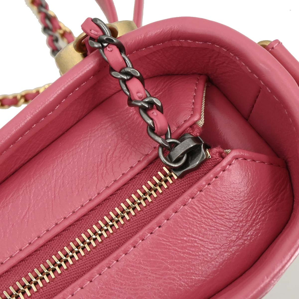 Chanel 2019 Pink Rattan Calfskin Small Gabrielle Shoulder Bag