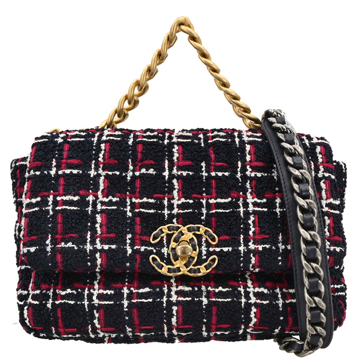 Chanel 2019 Navy Tweed 19 Dix-neuf 2way Shoulder Handbag