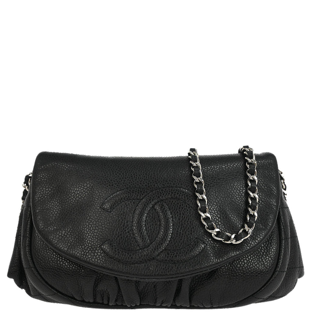 Chanel 2010-2011 Black Caviar Half Moon WOC Shoulder Wallet Bag