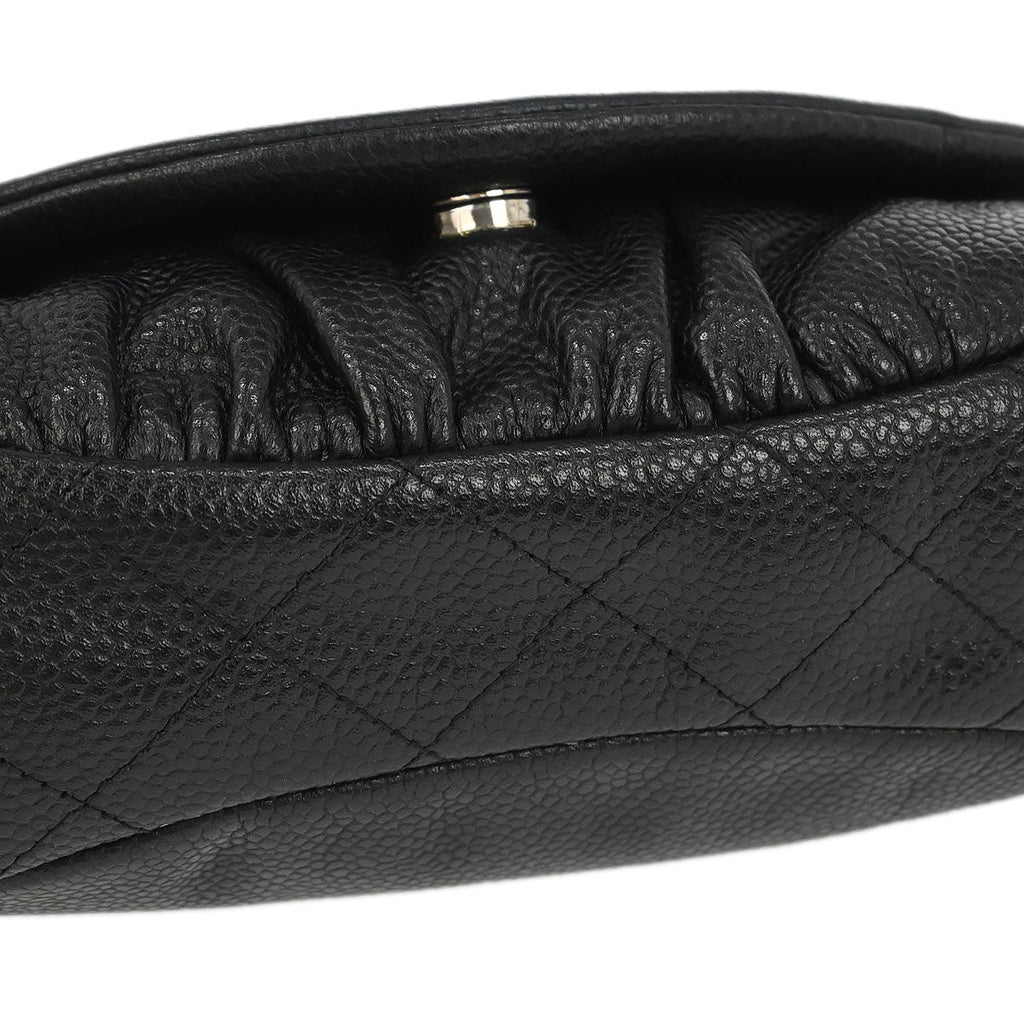 Chanel 2010-2011 Black Caviar Half Moon WOC Shoulder Wallet Bag
