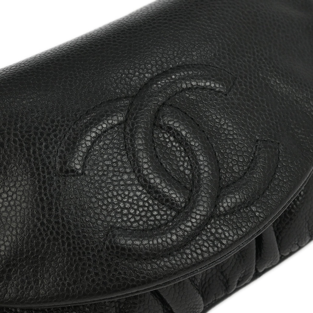 Chanel 2010-2011 Black Caviar Half Moon WOC Shoulder Wallet Bag