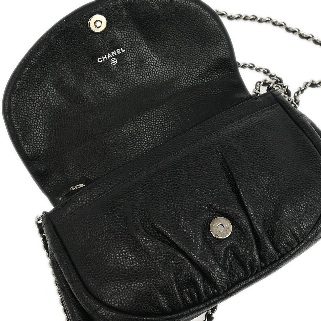 Chanel 2010-2011 Black Caviar Half Moon WOC Shoulder Wallet Bag