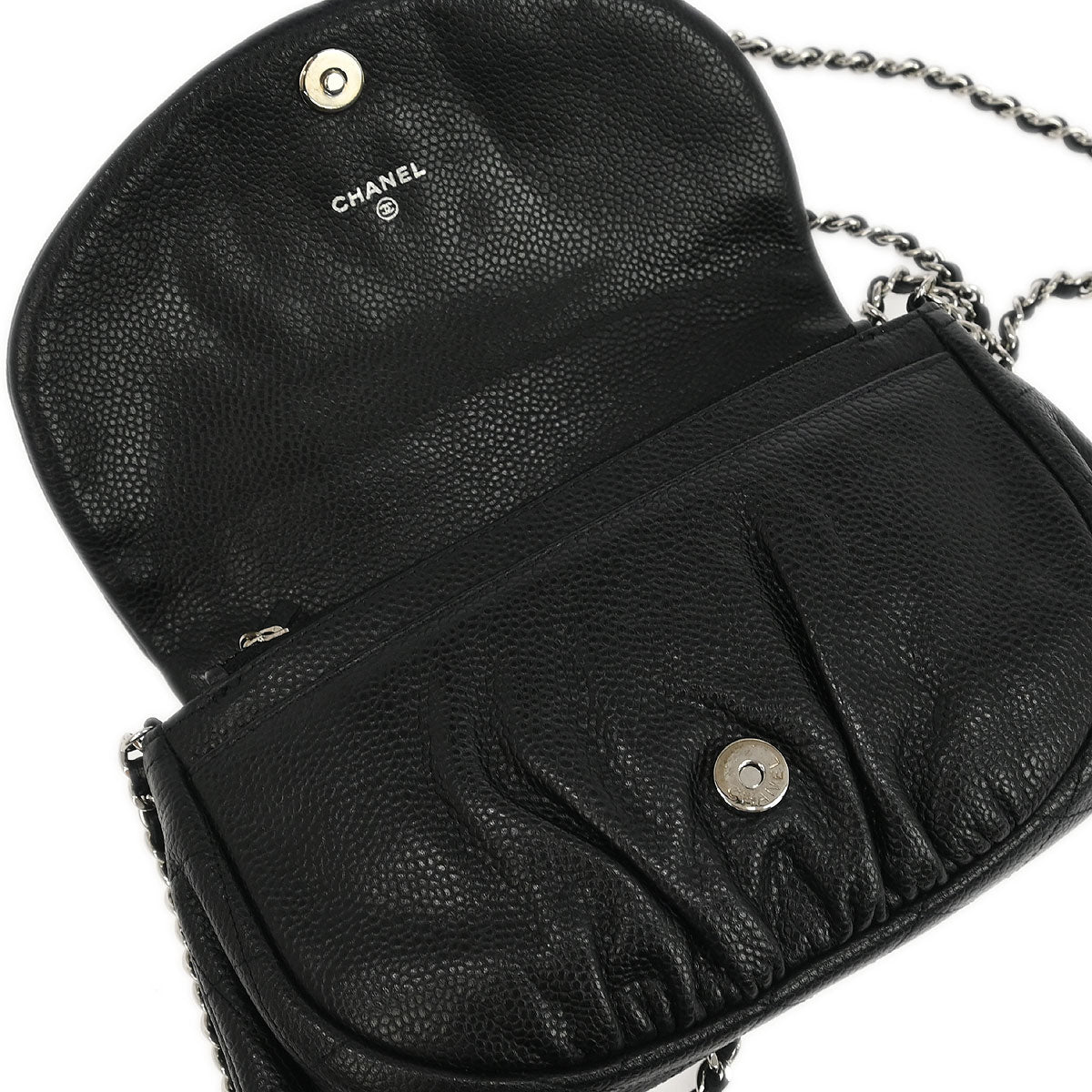 Chanel 2010-2011 Black Caviar Half Moon WOC Shoulder Wallet Bag