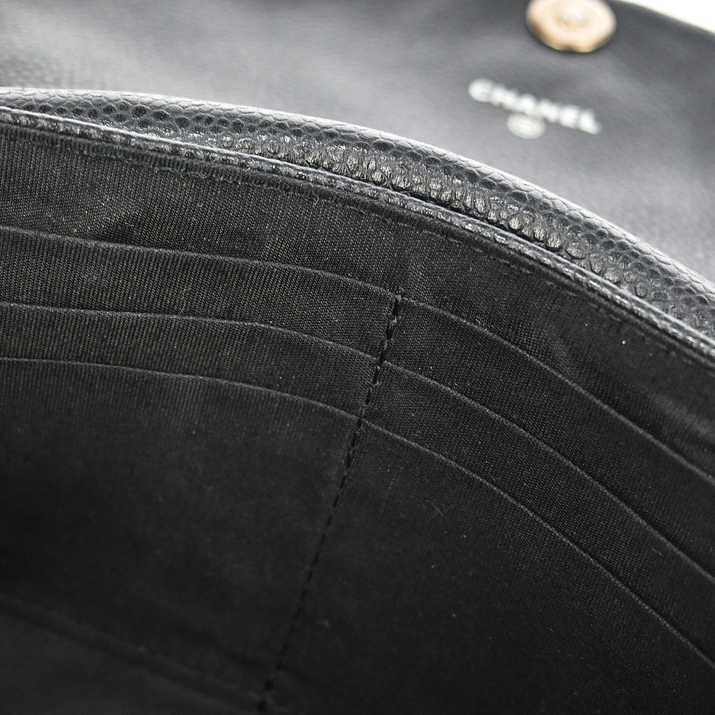 Chanel 2010-2011 Black Caviar Half Moon WOC Shoulder Wallet Bag
