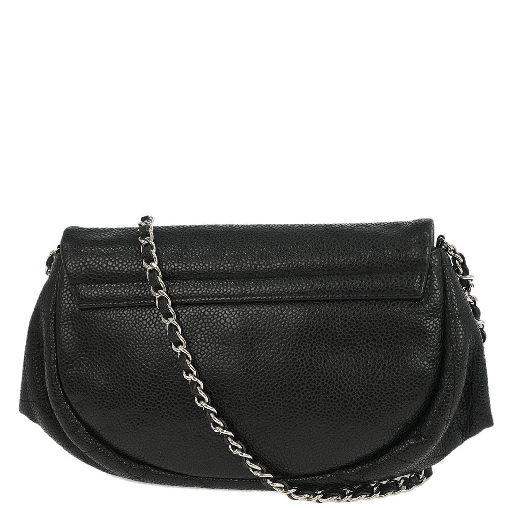 Chanel 2013-2014 Black Caviar Half Moon WOC Shoulder Wallet Bag