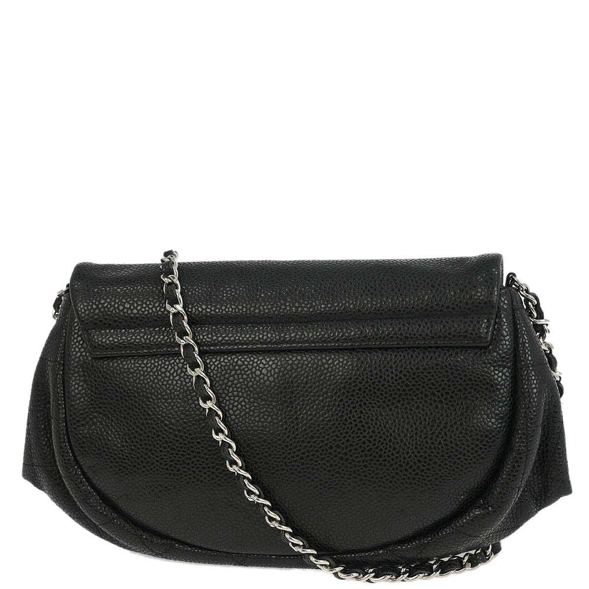 Chanel 2013-2014 Black Caviar Half Moon WOC Shoulder Wallet Bag