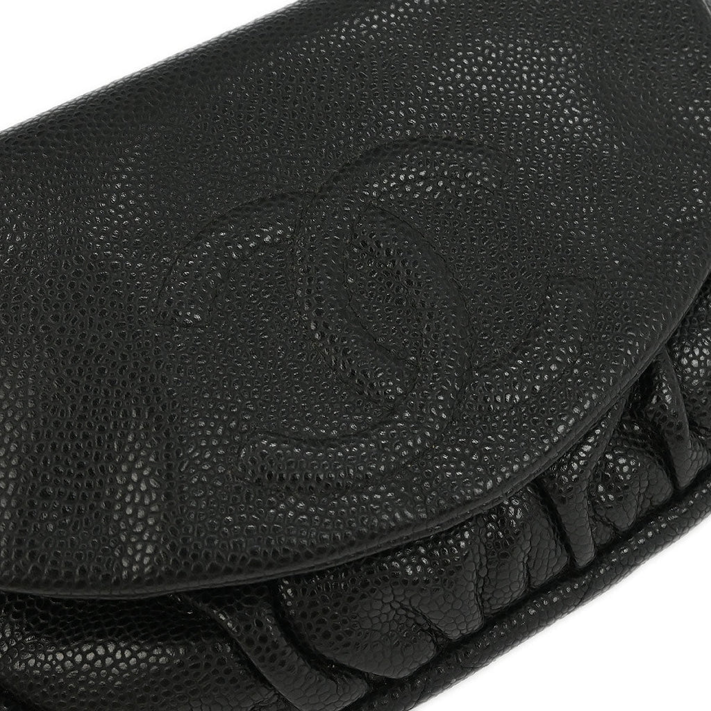 Chanel 2013-2014 Black Caviar Half Moon WOC Shoulder Wallet Bag