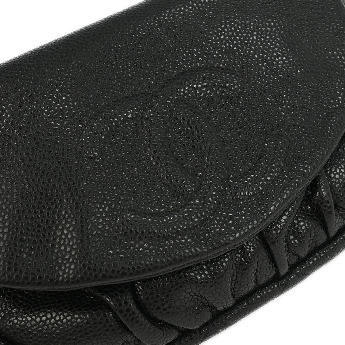 Chanel 2013-2014 Black Caviar Half Moon WOC Shoulder Wallet Bag
