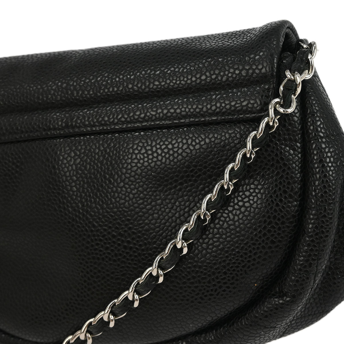 Chanel 2013-2014 Black Caviar Half Moon WOC Shoulder Wallet Bag