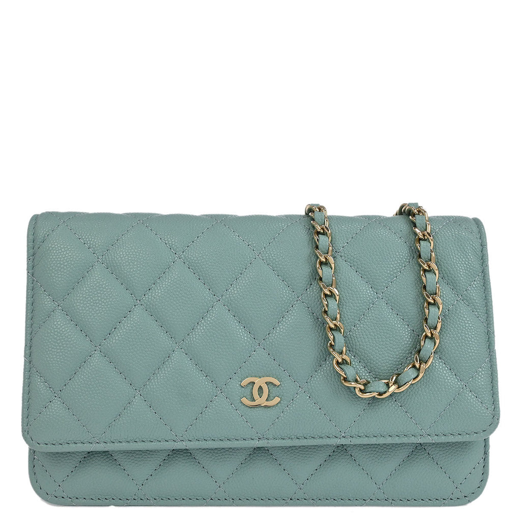 Chanel 2019 Light Blue Caviar Classic WOC Wallet On Chain