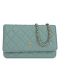 Chanel 2019 Light Blue Caviar Classic WOC Wallet On Chain