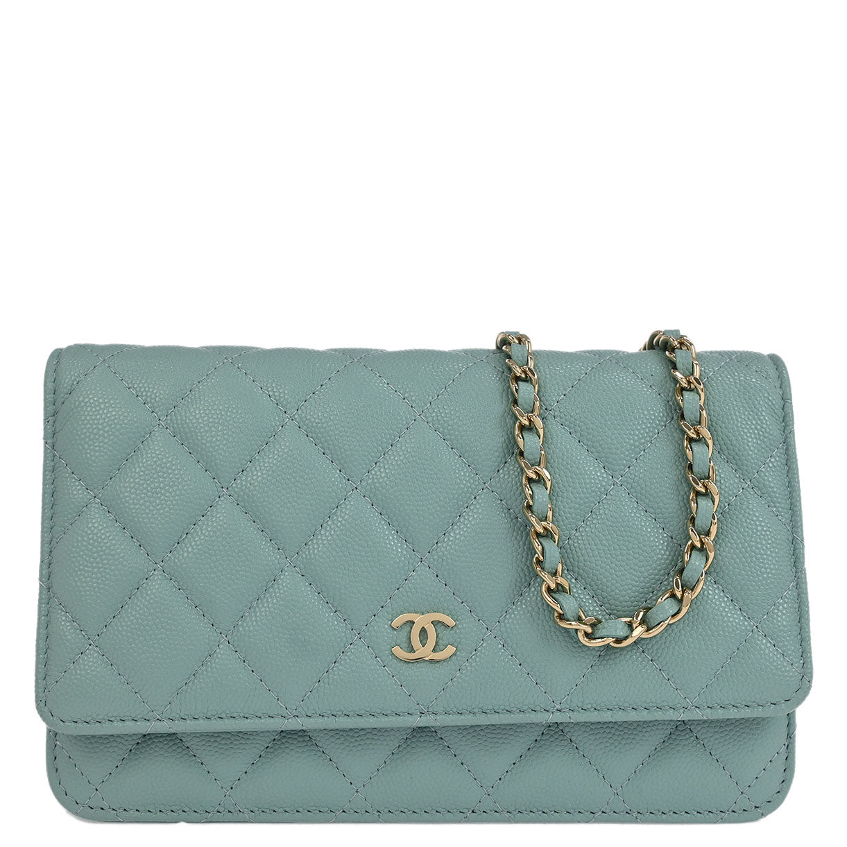 Chanel 2019 Light Blue Caviar Classic WOC Wallet On Chain