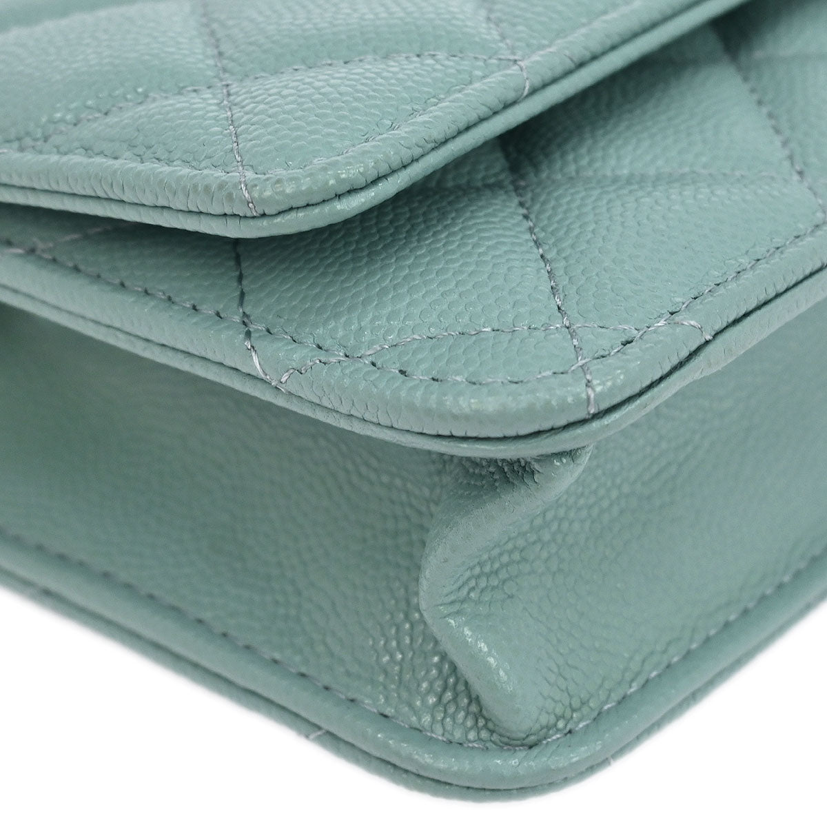 Chanel 2019 Light Blue Caviar Classic WOC Wallet On Chain