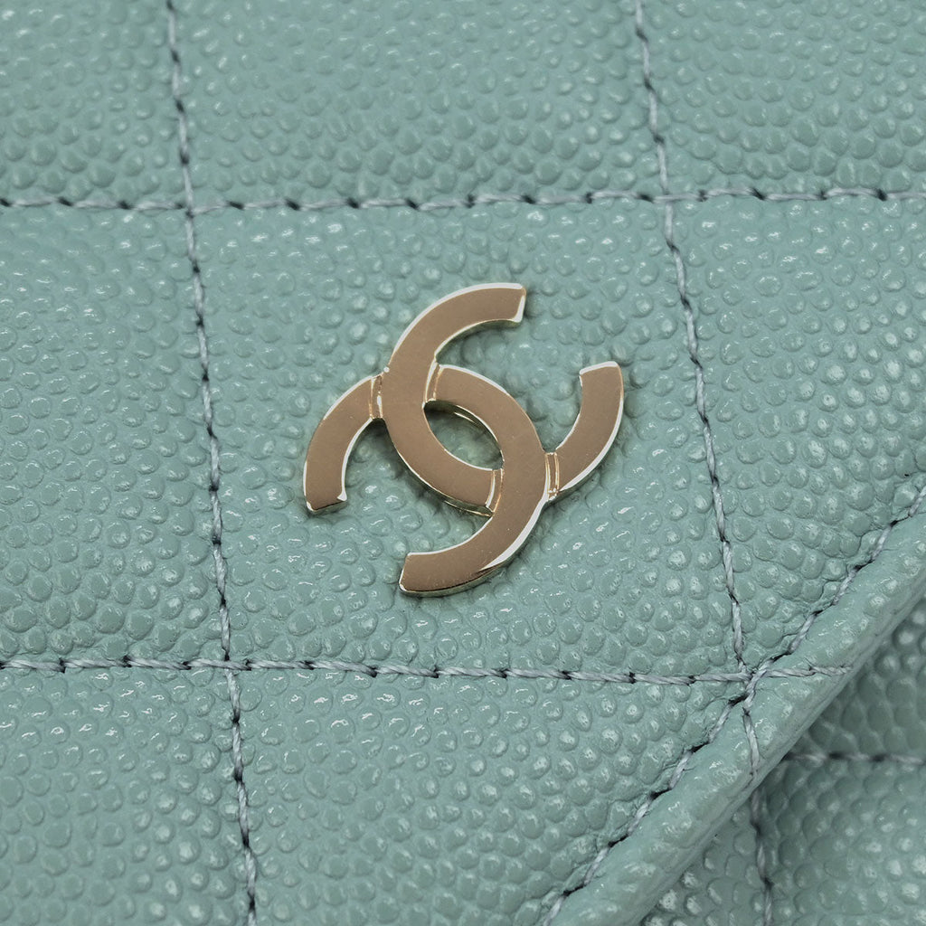 Chanel 2019 Light Blue Caviar Classic WOC Wallet On Chain