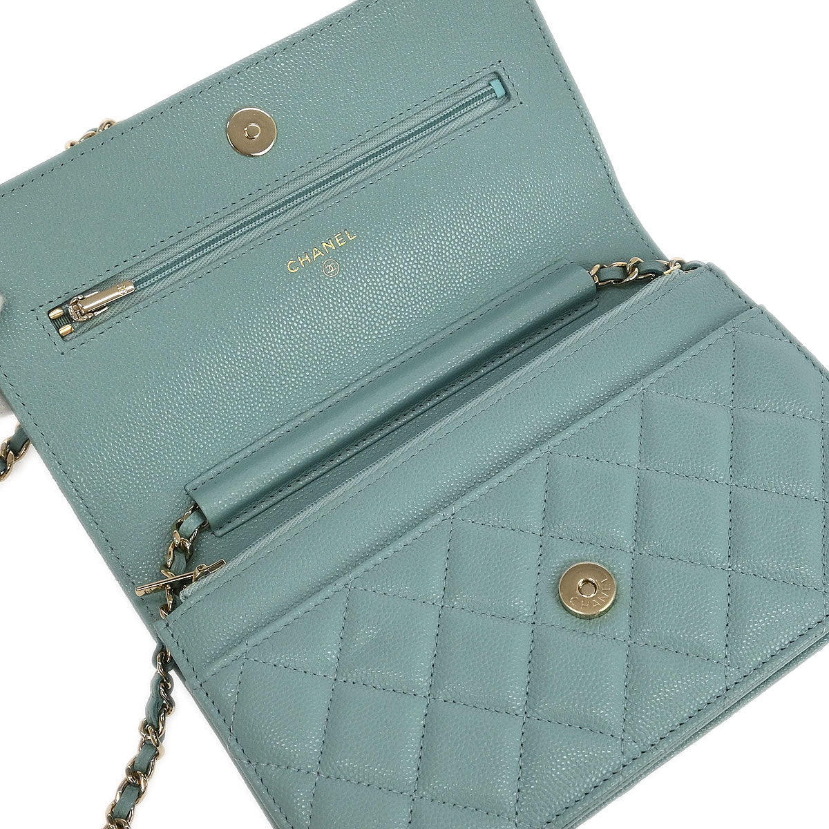 Chanel 2019 Light Blue Caviar Classic WOC Wallet On Chain