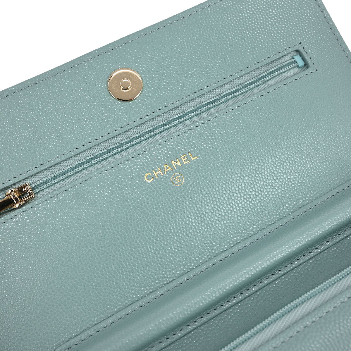 Chanel 2019 Light Blue Caviar Classic WOC Wallet On Chain