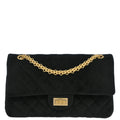 Chanel 2019 Black Velvet 2.55 Small Classic Double Flap Shoulder Bag