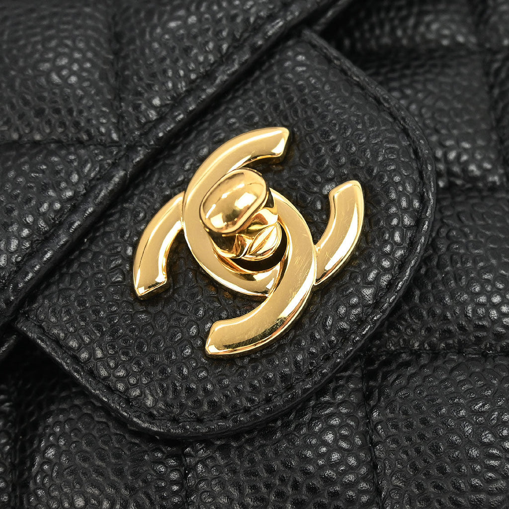 Chanel 2019 Black Caviar Small Classic Double Flap Shoulder Bag