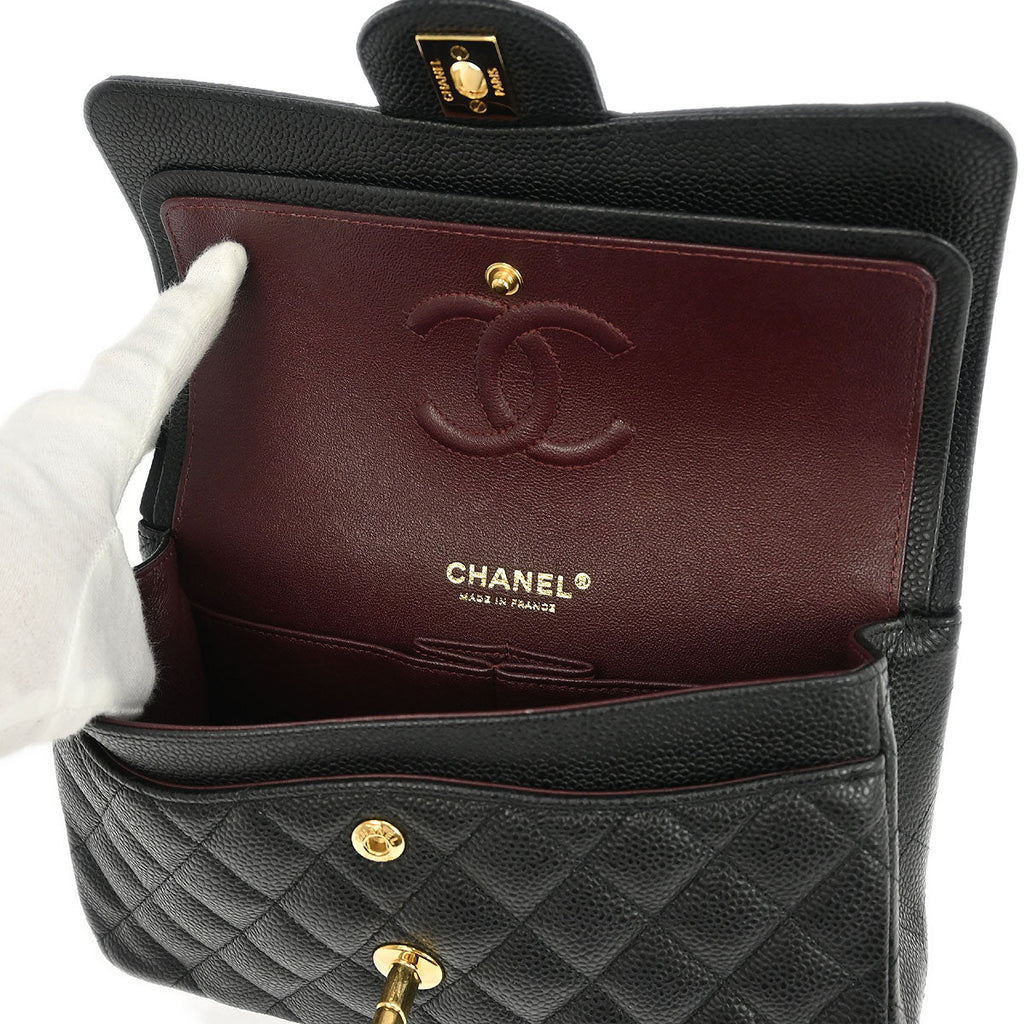 Chanel 2019 Black Caviar Small Classic Double Flap Shoulder Bag