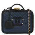 Chanel 2019 Blue Caviar CC Filigree 2way Shoulder Vanity Handbag