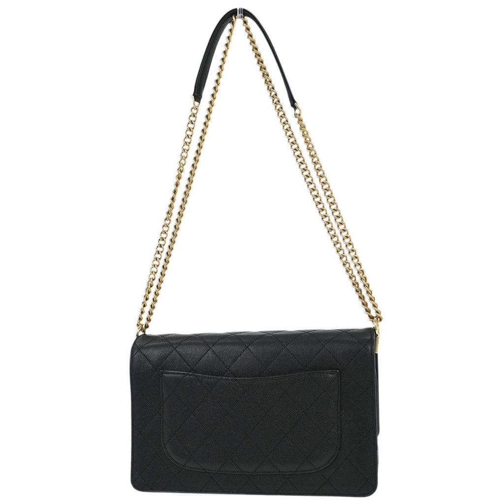 Chanel 2018-2019 Black Caviar Suede Coco Flap Shoulder Bag