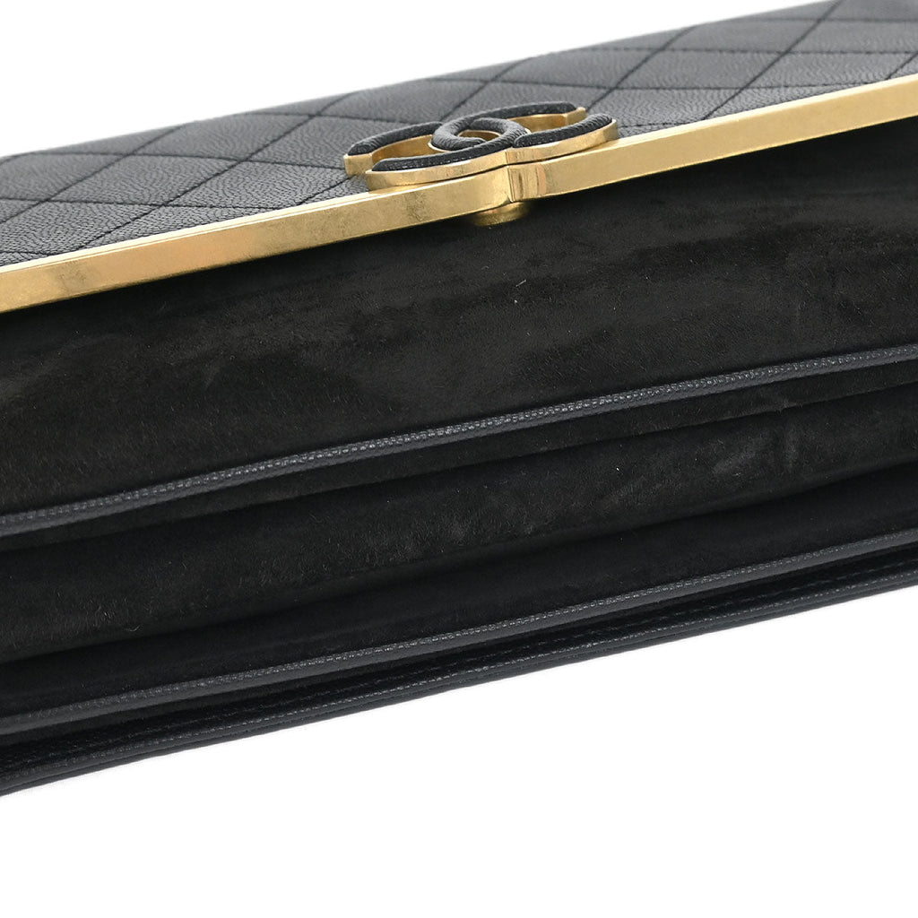 Chanel 2018-2019 Black Caviar Suede Coco Flap Shoulder Bag