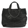 Chanel 2012-2013 Black Calfskin Trianon Tote 2way Shoulder Handbag