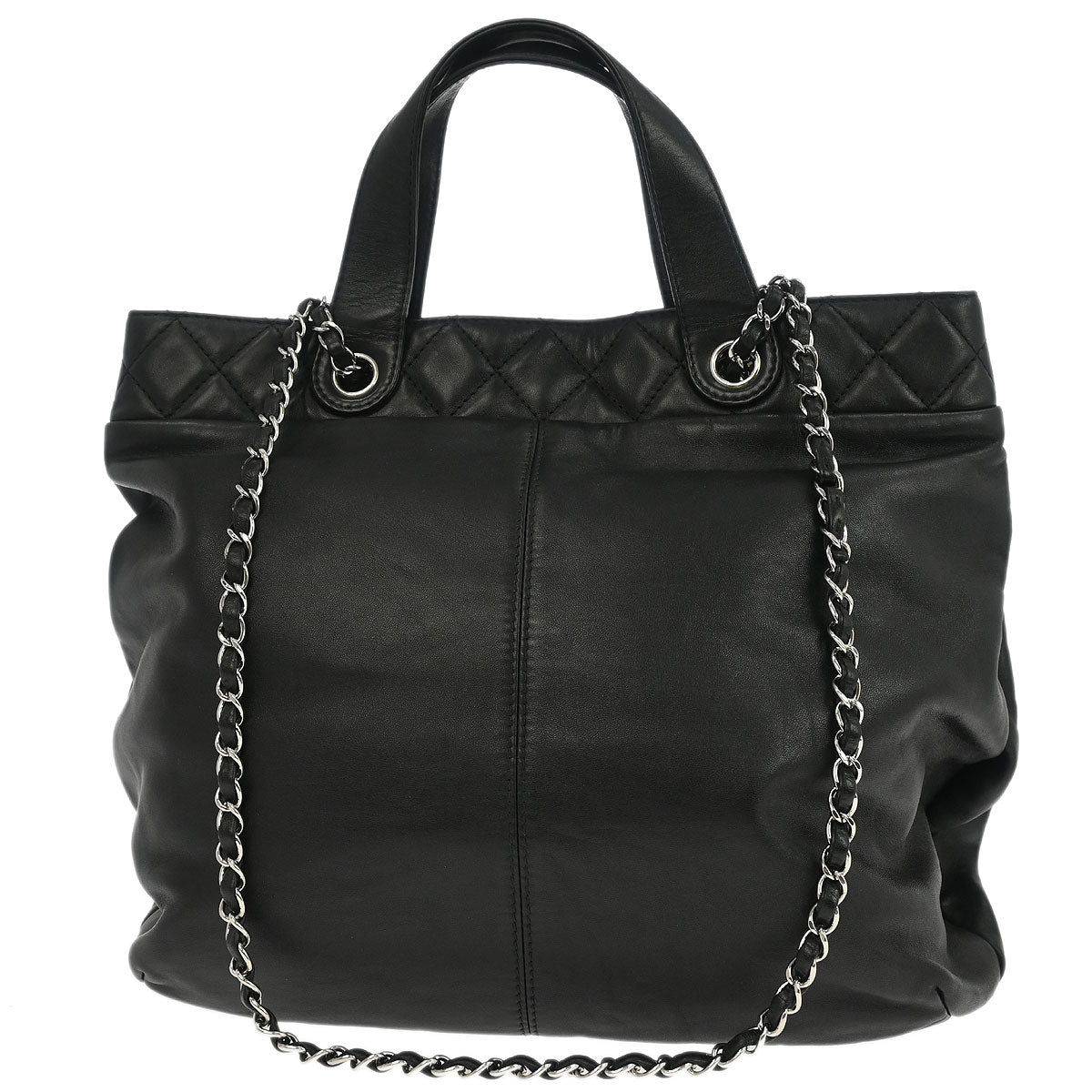 Chanel 2012-2013 Black Calfskin Trianon Tote 2way Shoulder Handbag