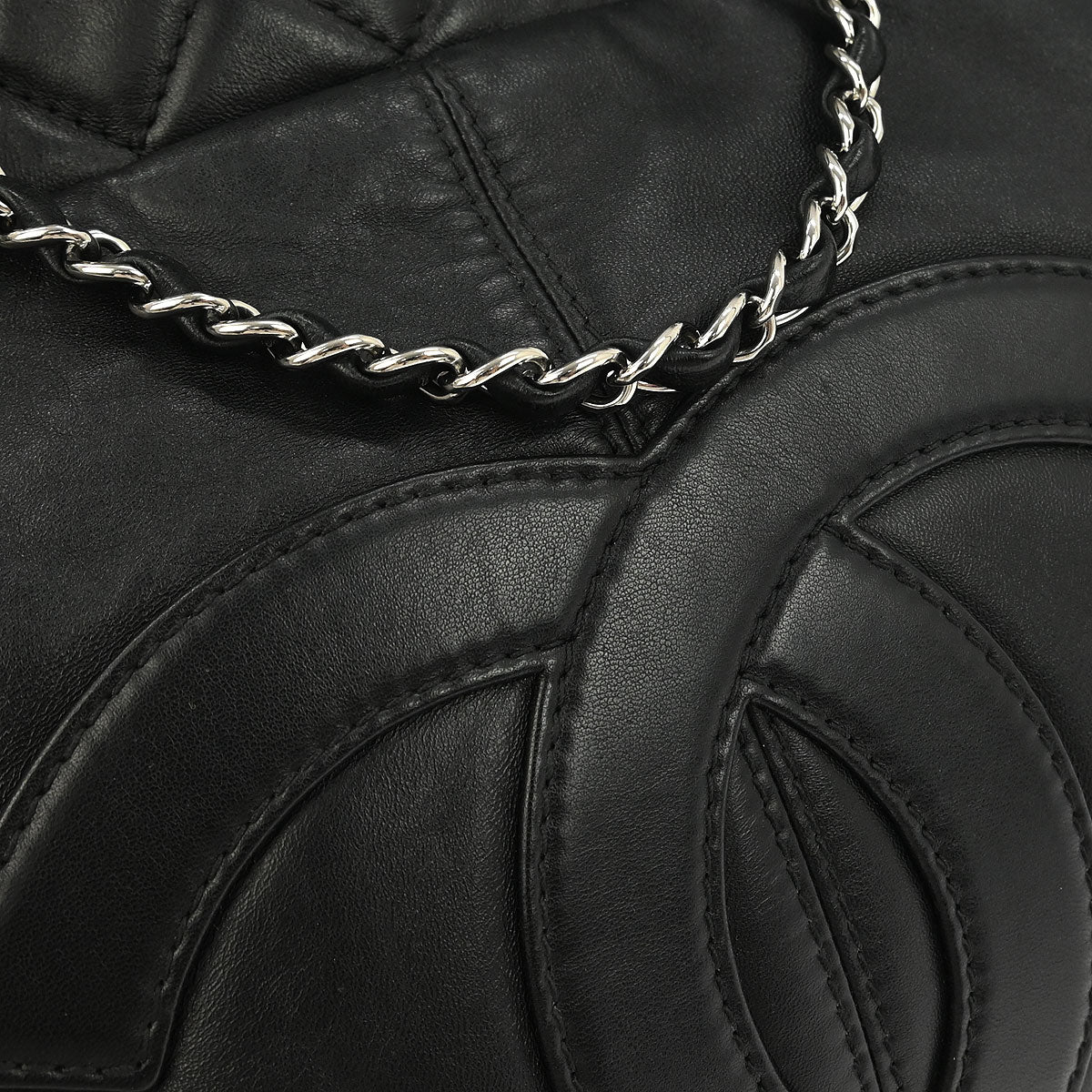 Chanel 2012-2013 Black Calfskin Trianon Tote 2way Shoulder Handbag