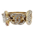 Chanel Ring Gold Rhinestone Star CC Crescent Moon #50 17B
