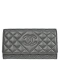 Chanel 2014 Silver Lambskin Long Wallet
