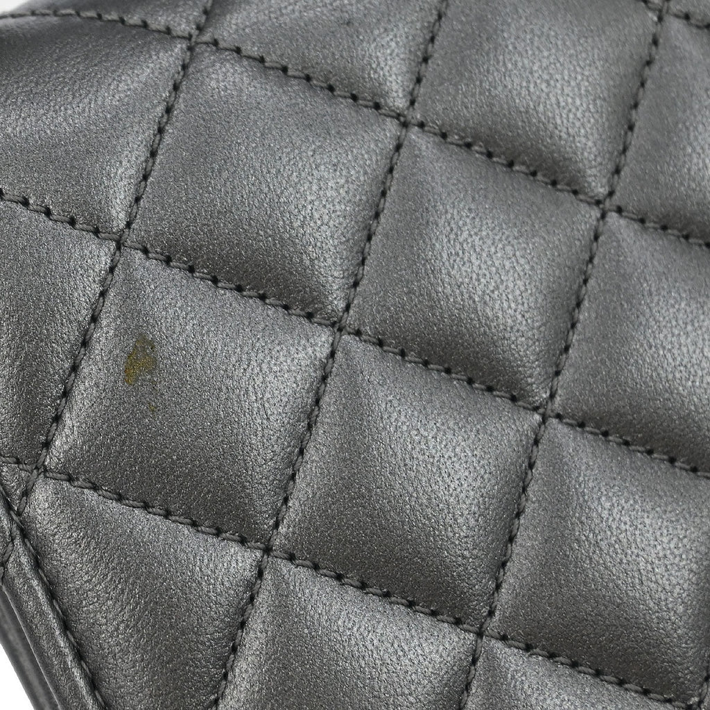 Chanel 2014 Silver Lambskin Long Wallet