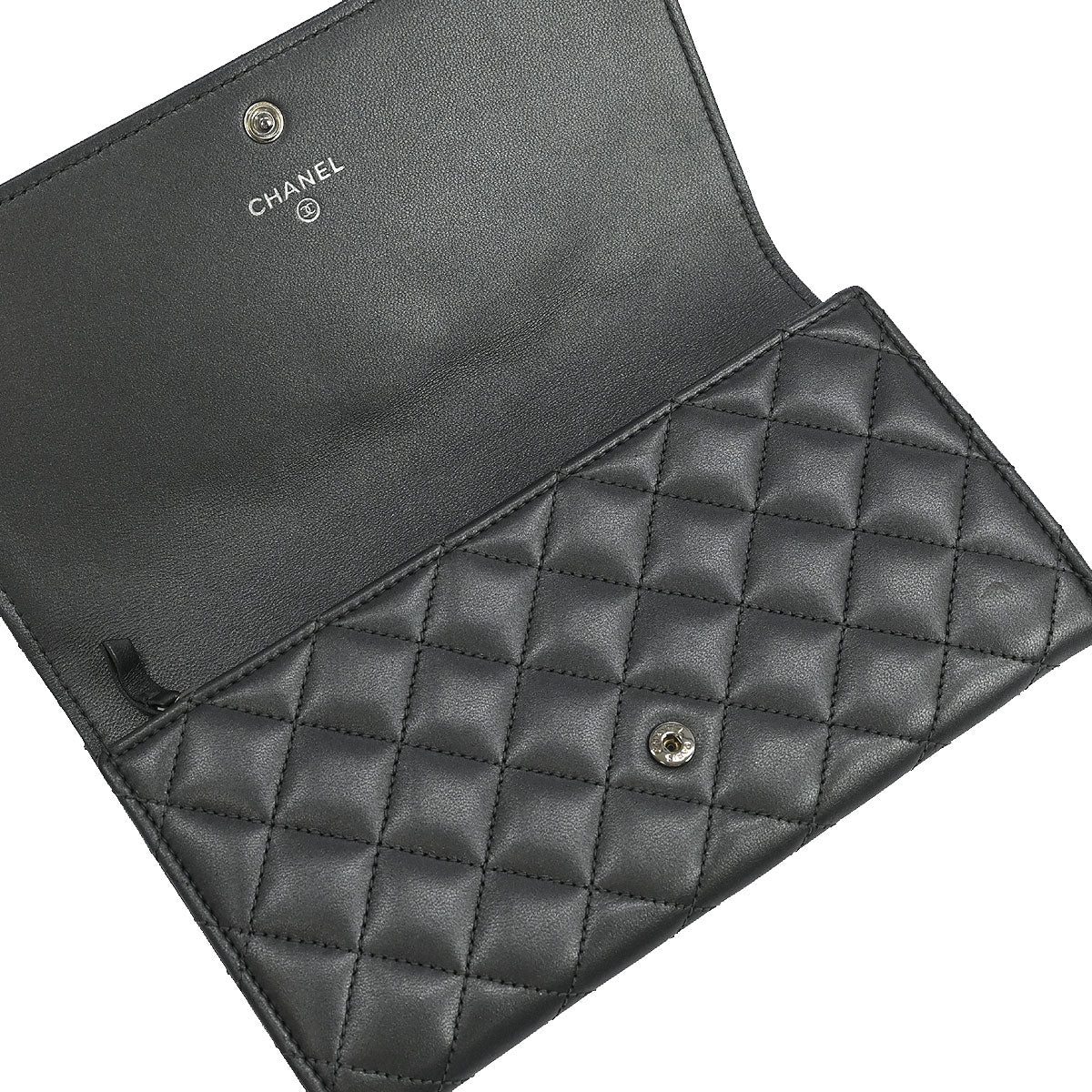 Chanel 2014 Silver Lambskin Long Wallet