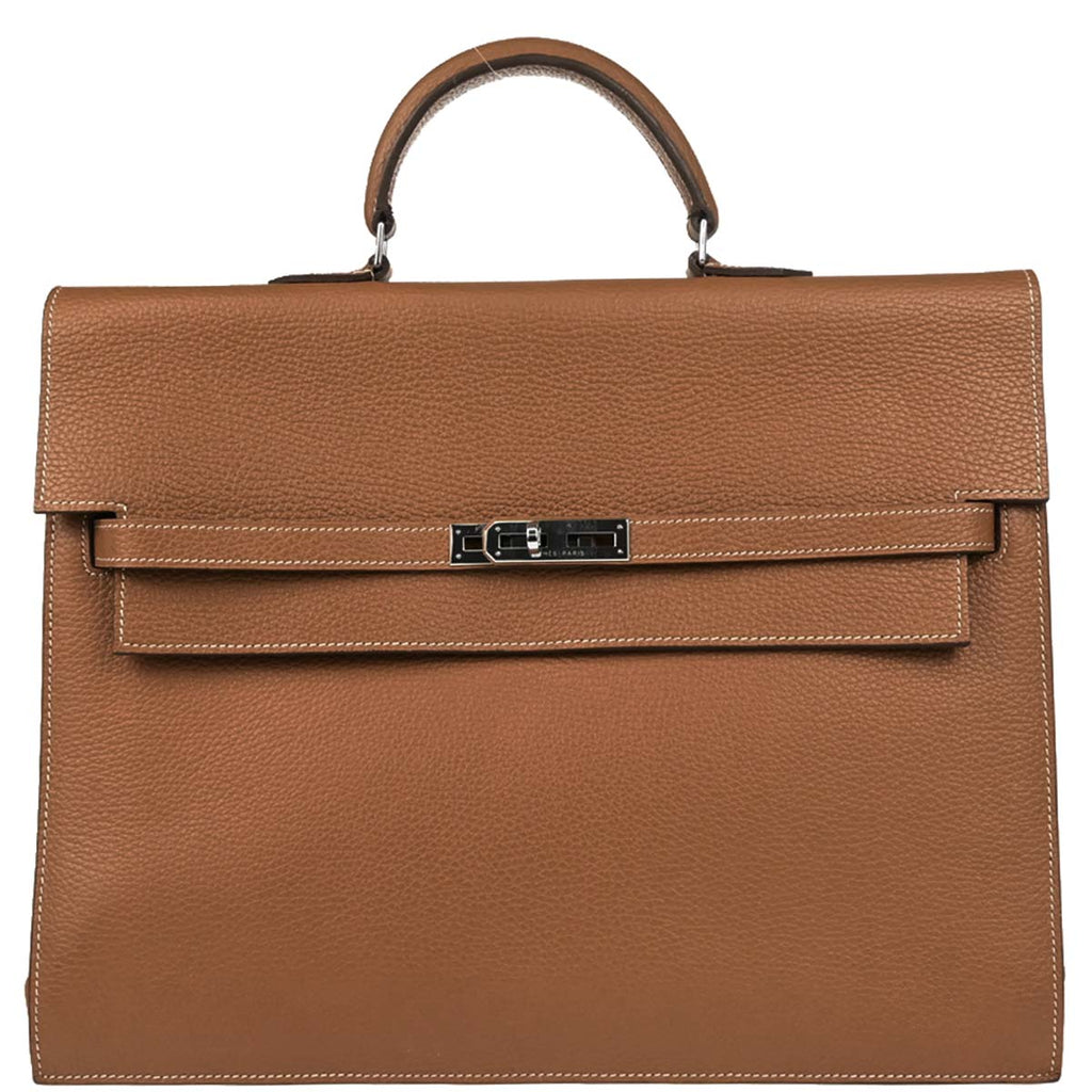 Hermes Gold Taurillon Clemence Kelly Depeche 38 Business Handbag