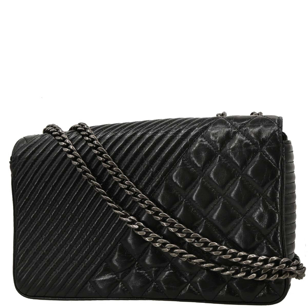 Chanel 2014-2015 Black Calfskin Coco Boy Flap Shoulder Bag