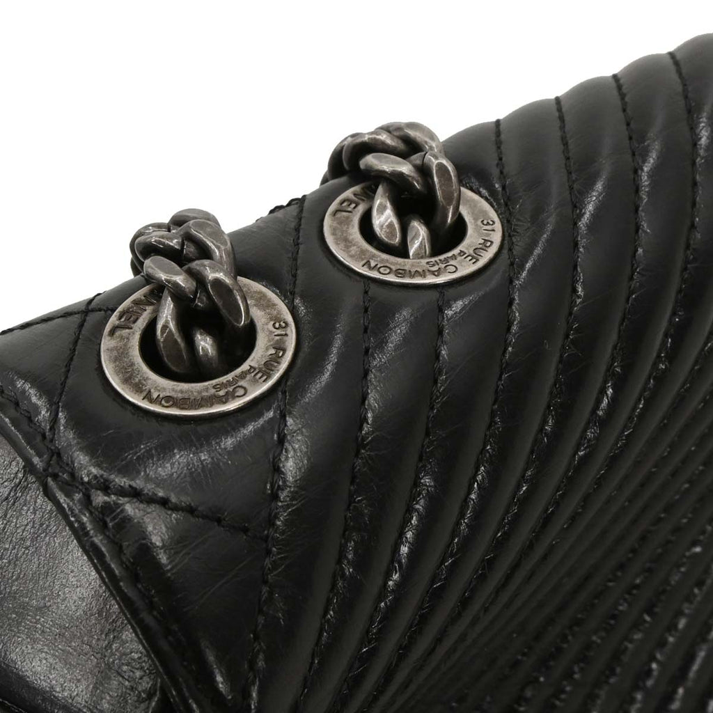 Chanel 2014-2015 Black Calfskin Coco Boy Flap Shoulder Bag
