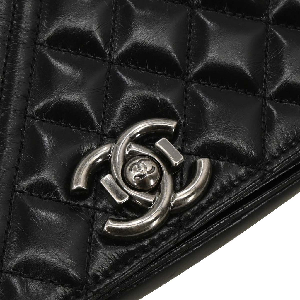 Chanel 2014-2015 Black Calfskin Coco Boy Flap Shoulder Bag