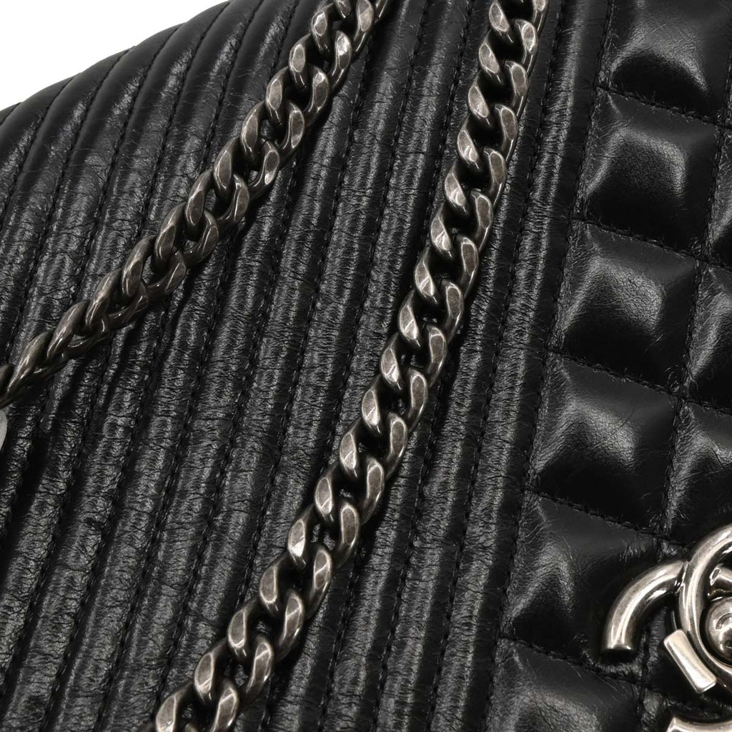 Chanel 2014-2015 Black Calfskin Coco Boy Flap Shoulder Bag