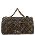 Chanel 2012 Brown Calfskin Pondichery Flap 2way Shoulder Handbag