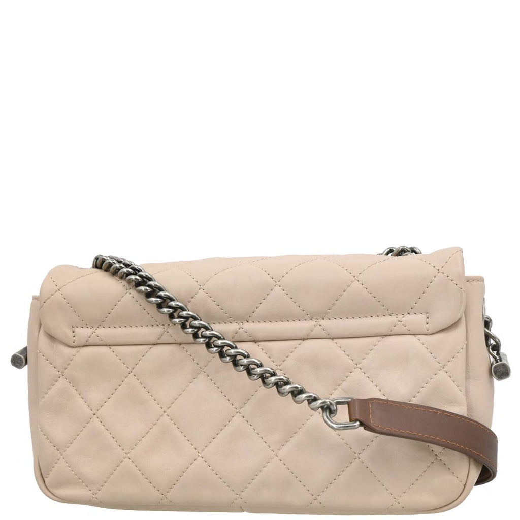 Chanel 2012 Beige Lambskin Country Chic Flap Bag Shoulder Bag