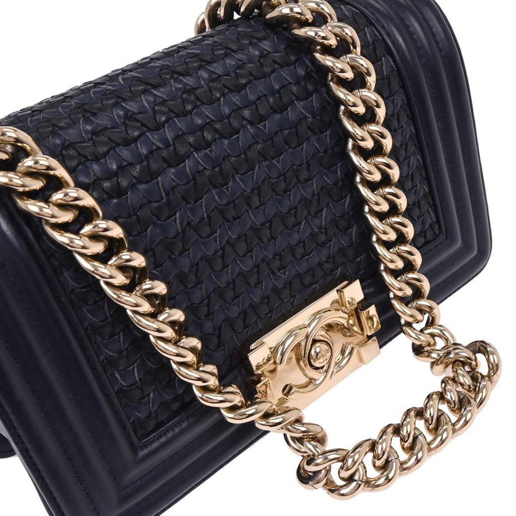 Boy Chanel 2018-2019 Navy Lambskin Small Chain Shoulder Bag