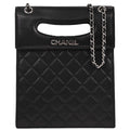 Chanel 2014 Black Lambskin Delivery Cutout 2way Shoulder Handbag
