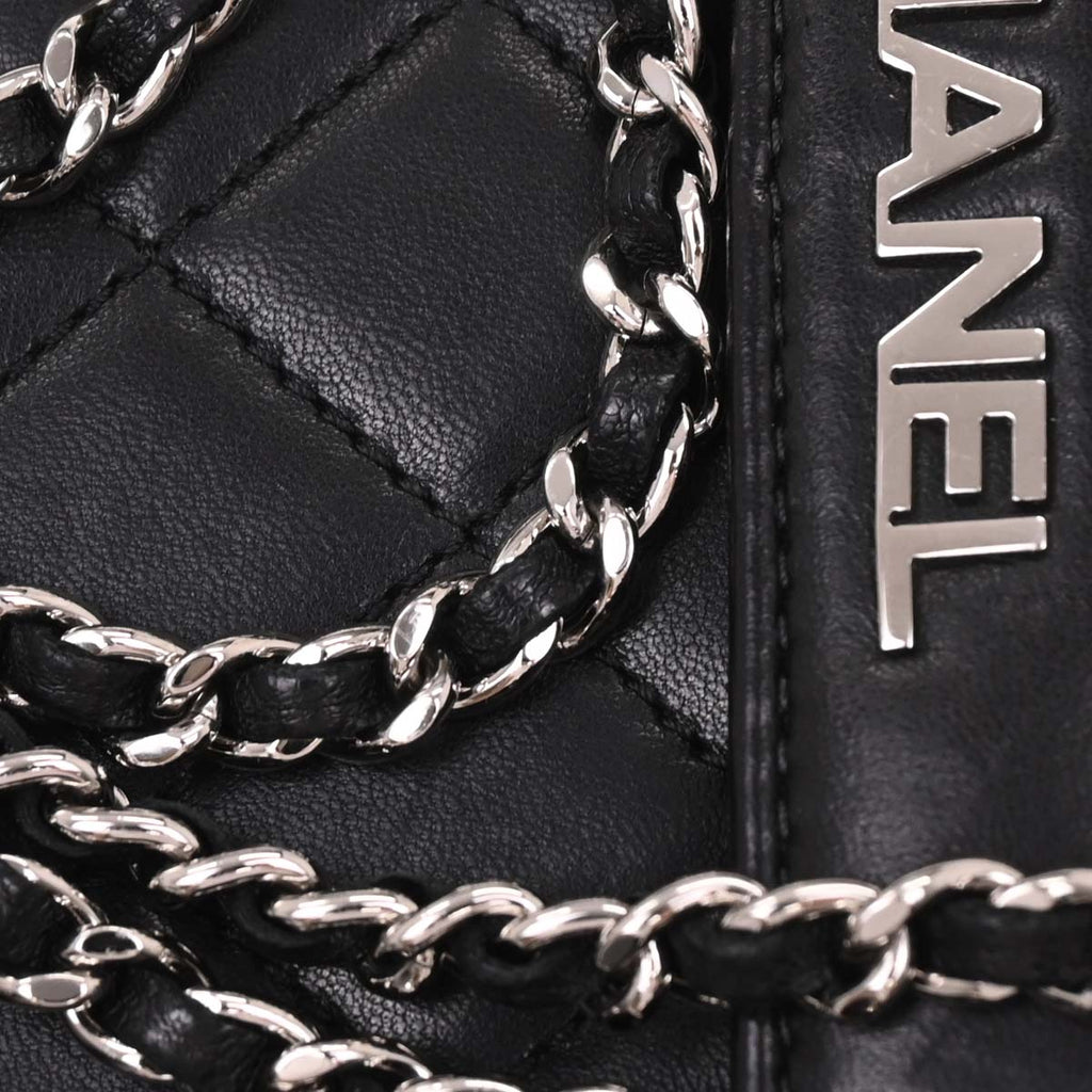 Chanel 2014 Black Lambskin Delivery Cutout 2way Shoulder Handbag