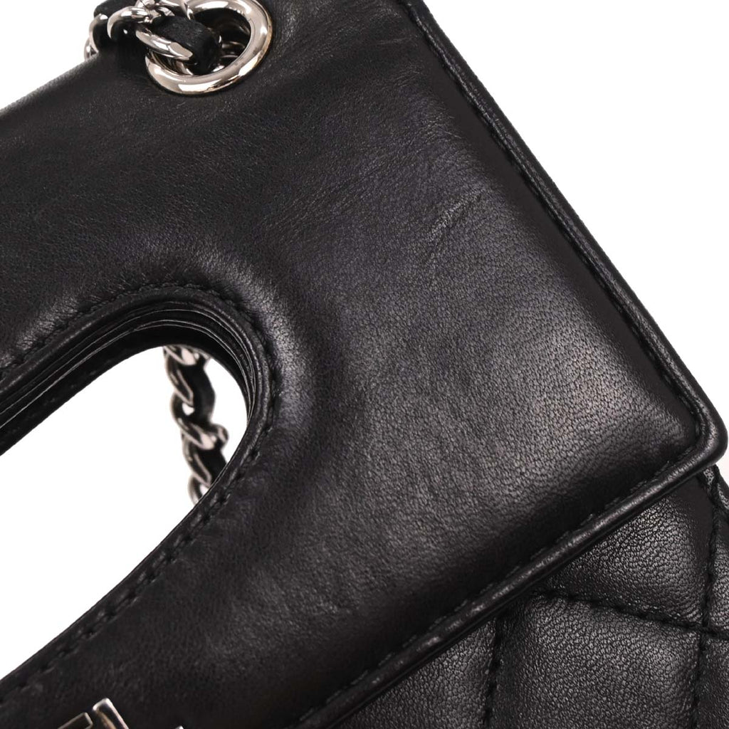 Chanel 2014 Black Lambskin Delivery Cutout 2way Shoulder Handbag