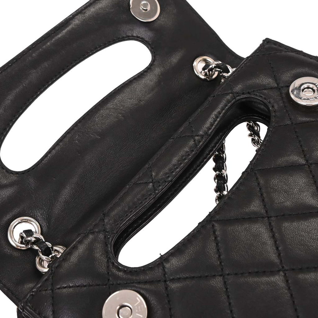 Chanel 2014 Black Lambskin Delivery Cutout 2way Shoulder Handbag