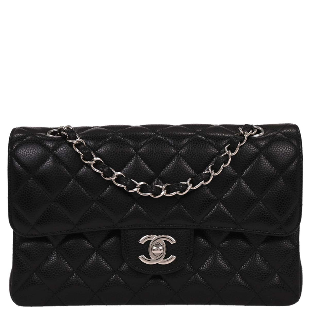Chanel Black Caviar Small Classic Double Flap Shoulder Bag