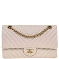 Chanel 2018-2019 Light Pink Lambskin Chevron Small Classic Double Flap Shoulder Bag