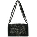 Boy Chanel 2017 Black Tweed Lambskin Medium Double Chain Shoulder Bag