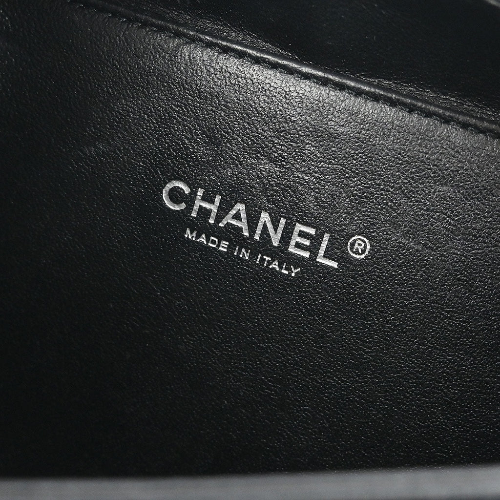 Chanel 2018-2019 Metallic Gray Calfskin Filigree 2way Shoulder Vanity Handbag