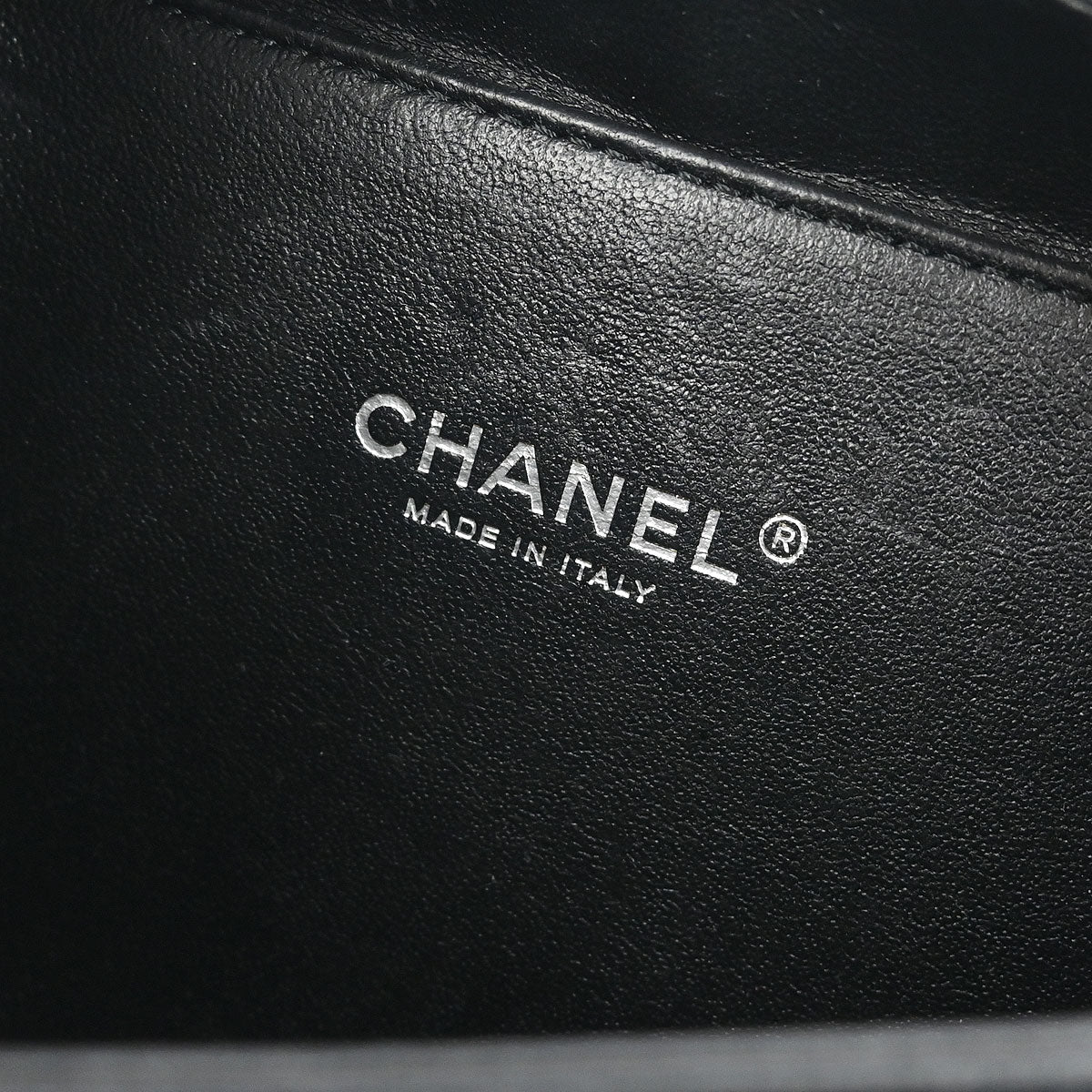 Chanel 2018-2019 Metallic Gray Calfskin Filigree 2way Shoulder Vanity Handbag